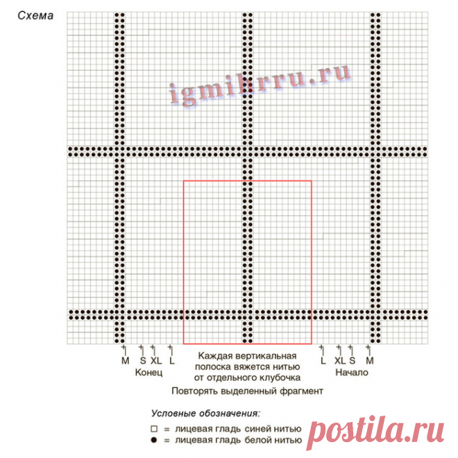 Вяжем спицами пуловер в крупную клетку