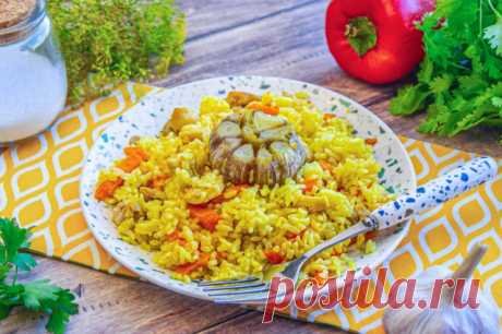 Рассыпчатый плов с курицей в мультиварке, пошаговый с фото. Состав, кол-во порций можно менять - 1000.menu
