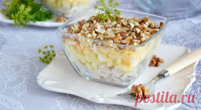 Салат с курицей и грецкими орехами