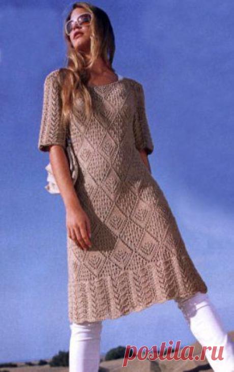 Платье с ажурными ромбами и каймой » Вязание, вязание спицами, вязание крючком, Схемы вязания, вышивание, макраме, бисероплетение - все это на нашем сайте