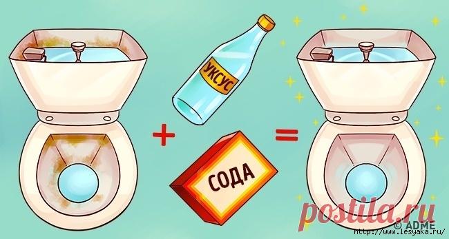 Как произвести полную дезинфекцию унитаза содой и уксусом!