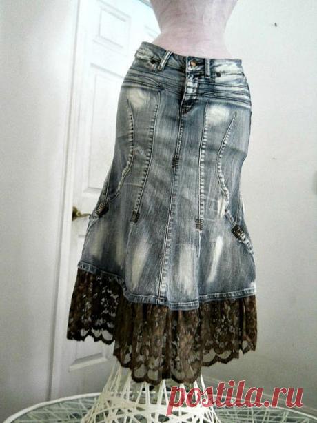 Переделки.Джинсовые бохо юбки. Идеи от bohemienneivy.