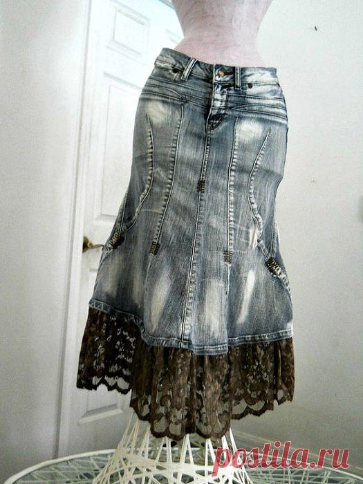 Переделки.Джинсовые бохо юбки. Идеи от bohemienneivy.