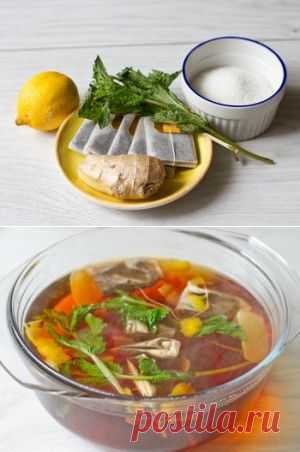 Ледяной чай с имбирем, лимоном и мятой