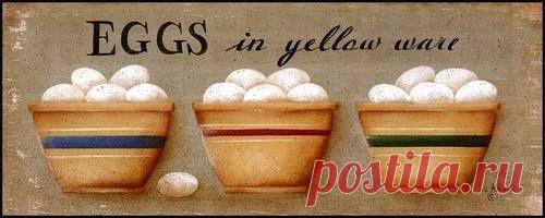 Art Print / Framed / Plaque - Artist Jill Ankrom - Eggs in Yellow Ware - JIL30