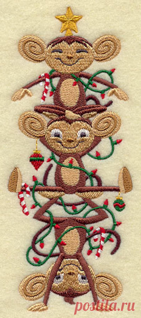 Christmas Monkeys Stack Embroidered Waffle Weave Hand/Dish | Etsy