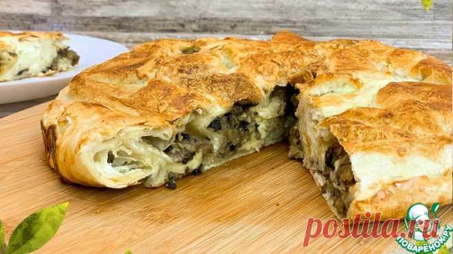 Пирог из лаваша с сыром и грибами Кулинарный рецепт