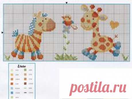 Baby Giraffee and Zebra Cross-Stitch