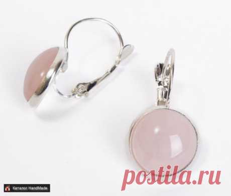 Серьги 'Розовый кварц' (изогнутая швенза) ручной работы купить в Минске и Беларуси, цены на HandMade