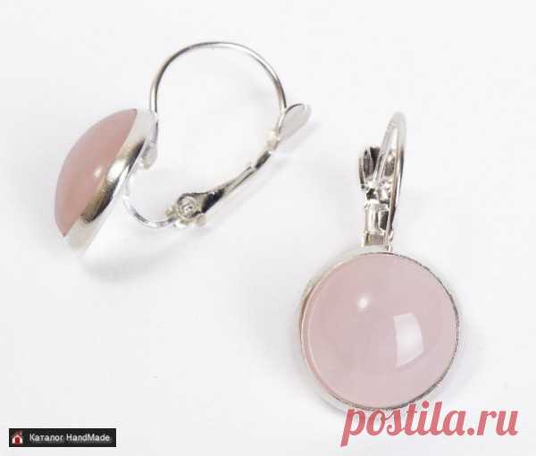 Серьги 'Розовый кварц' (изогнутая швенза) ручной работы купить в Минске и Беларуси, цены на HandMade