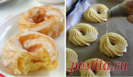 Колечки из заварного теста и в белой глазури Воздушное и деликатное пирожное из заварного теста с нежной глазурью. Очень вкусный и легкий десерт!