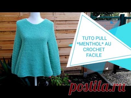 Tuto Pull ou Robe patineuse *MENTHOL*au crochet facile  🚩erratum voir sous la vidéo pour la T.40