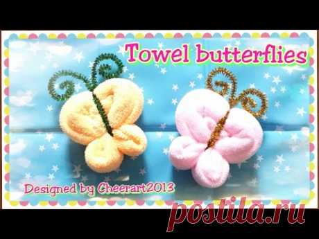 Towel fold craft - Towel butterfly tutorial摺毛巾手工教學 - 毛巾蝴蝶教學 - YouTube
