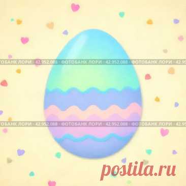 A colorful Easter egg with blue, pink and purple zigzag stripes. AI generative art. Стоковое AI-изображение, AI-художник Ilaronsia / Фотобанк Лори