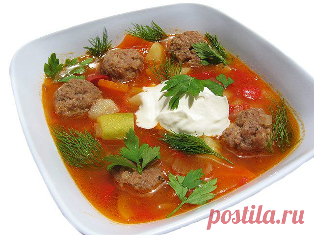 163. Густой суп с кабачками и фрикадельками