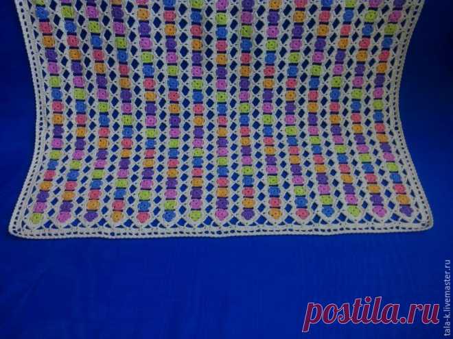 Вяжем крючком детский плед из остатков пряжи - Ярмарка Мастеров - ручная работа, handmade