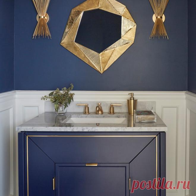 Blue and Gold Powder Room - Contemporary - Powder Room - Chicago - by Orren Pickell Building Group | Houzz