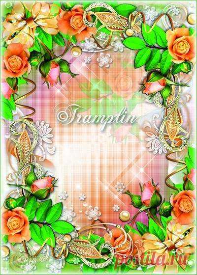 Photo frame Flower music, roses. Transparent PNG Frame, PSD Layered Photo frame template, Download.