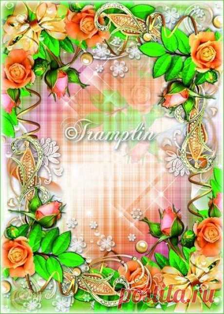 Photo frame Flower music, roses. Transparent PNG Frame, PSD Layered Photo frame template, Download.