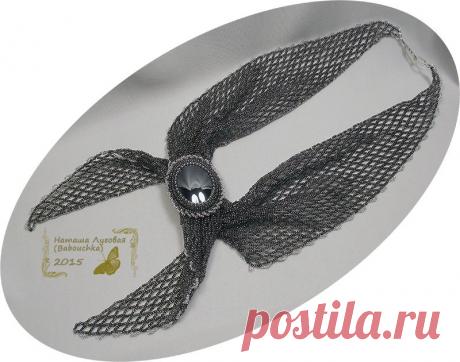 Серый &quot;пионерский галстук&quot; с гематитом | biser.info - всё о бисере и бисерном творчестве