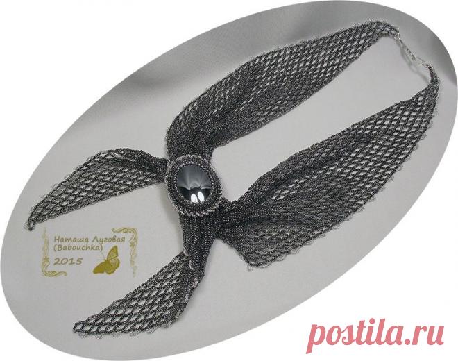 Серый "пионерский галстук" с гематитом | biser.info - всё о бисере и бисерном творчестве