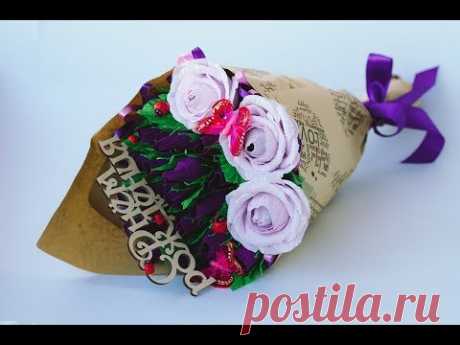 МАСТЕР-КЛАСС БУКЕТ ИЗ Гофрированной бумаги с КОНФЕТАМИ / MASTER-CLASS BOUQUET OF Crepe paper CANDY