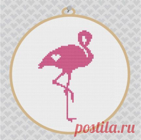 Flamingo Silhouette Cross Stitch PDF Pattern 001