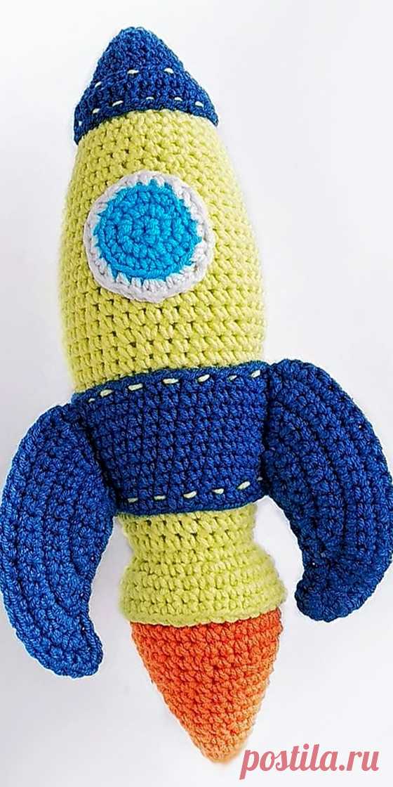 PDF Ракета крючком. FREE crochet pattern; Аmigurumi doll patterns. Амигуруми схемы и описания на русском. Вязаные игрушки и поделки своими руками #amimore - Космическая ракета, космолёт, space rocket, космос.