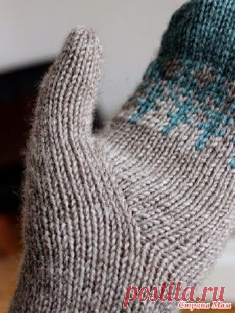 Вязание спицами для женщин Рукавицы с индийским клином для большого пальца