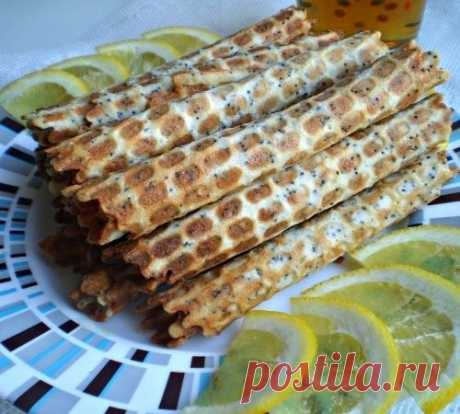 Лимонные вафли с маком