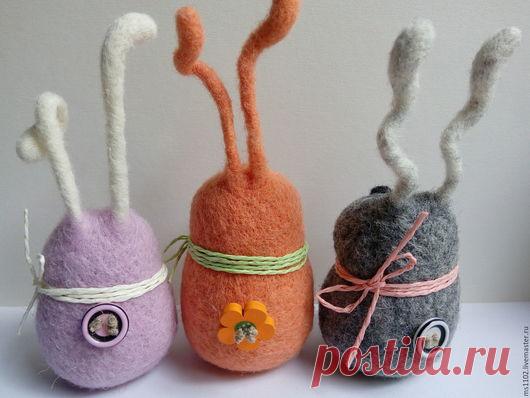 Купить Солнечные зайцы - комбинированный, зайка, валяный зайчик, игрушка ручной работы, валяная игрушка