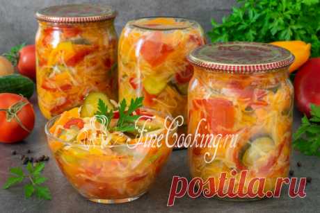 Салат Кубанский на зиму Без преувеличения, этот салат с капустой без стерилизации можно смело назвать одним из самых вкусных, которые многие хозяюшки делают на зиму.