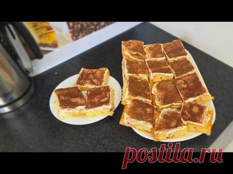 Яблочный пирог с кремом,  очень вкусно и просто/  Apple pie with cream