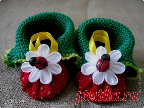 Пинетки «Зефирки», связанные спицами. Мастер-класс