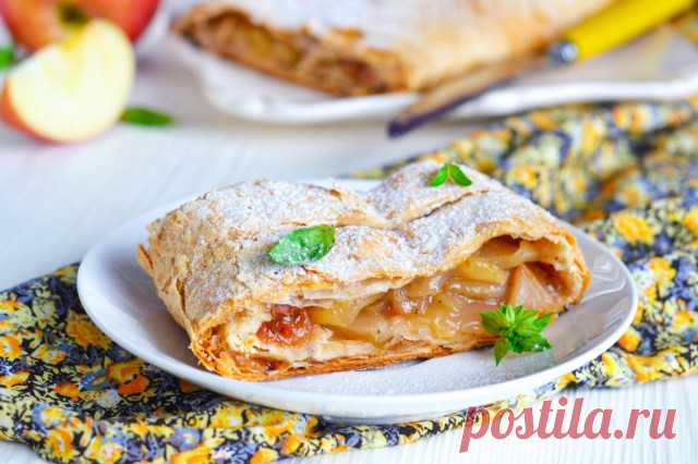 Яблочный штрудель из слоеного теста рецепт фото пошагово и видео - 1000.menu