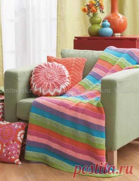 Вяжем спицами для дома: полосатые пледы и одеяла
