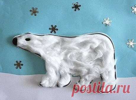 Аппликация из ваты
