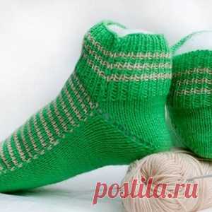Очень теплые и красивые женские носочки на двух спицах. Мастер-класс - МирТесен