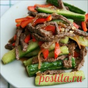 Рецепт мяса с огурцами по-корейски