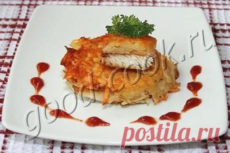 Двухслойные котлеты из картофеля и рыбы