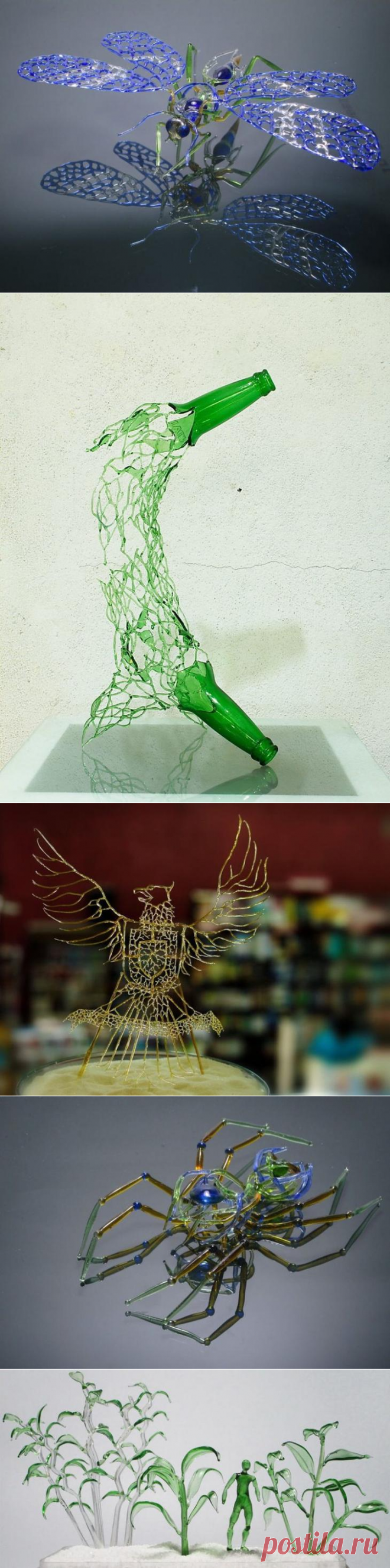 Художник из Индонезии превращает стеклотару в произведения искусства