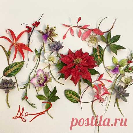 The Flowers I created in my November - December Festive FB demonstrations. If you would like to sign up and create your own flowers please message or email me - nasturtium72@aol.com .... Poinsettia and Ilex berries ... Aztec Lily and Maranta foliage .... Christmas Rose and porcelain vine berries.....Zygopetalum orchid and Yew berries..... and also Exotic Amhertsia from earlier in the year - £30 each and a complimentary Butterfly and succulents demonstration too..... Happy ...