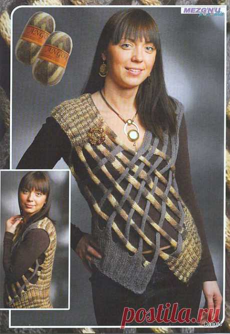 Вязание спицами, ажурная жилетка из Mezginiu pasaulis 2009_09 Liemenes2.