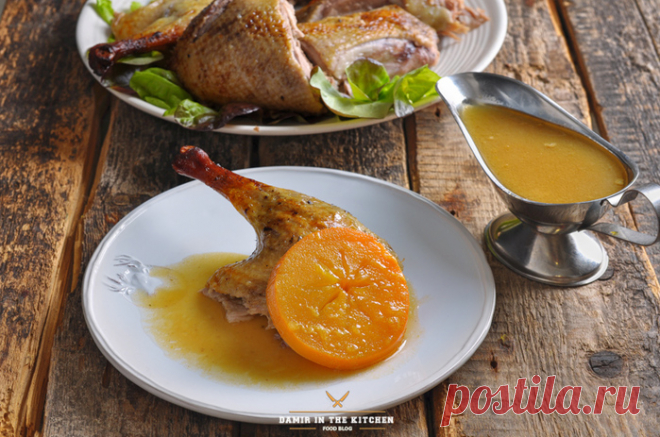 УТКА А-ЛЯ ОРАНЖ С ХУРМОЙ, АПЕЛЬСИНОМ И ГРАНАТОМ