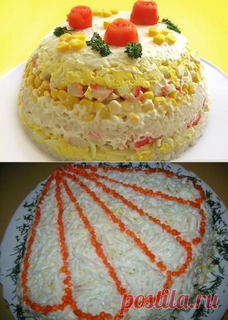 Подборка самых лучших салатов с крабовыми палочками (мясом). Топ- 9