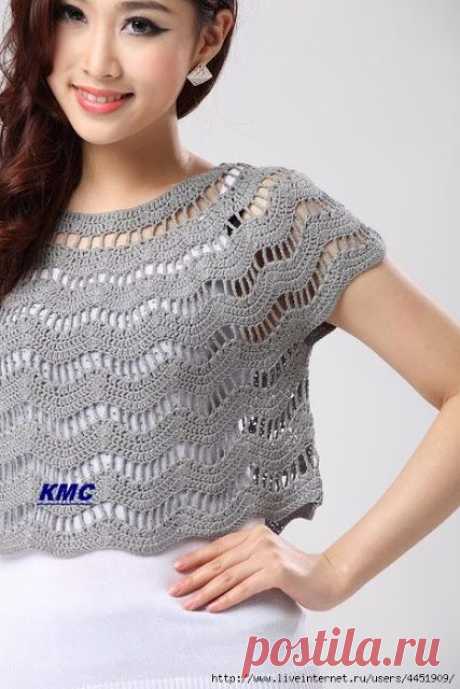 louca por linhas - crochet e patchwork: Blusa cropped - ripple stitch