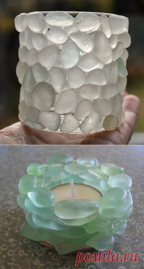 Подсвечники из морского стекла / Освещение / ВТОРАЯ УЛИЦА - Выкройки, мода и современное рукоделие и DIY