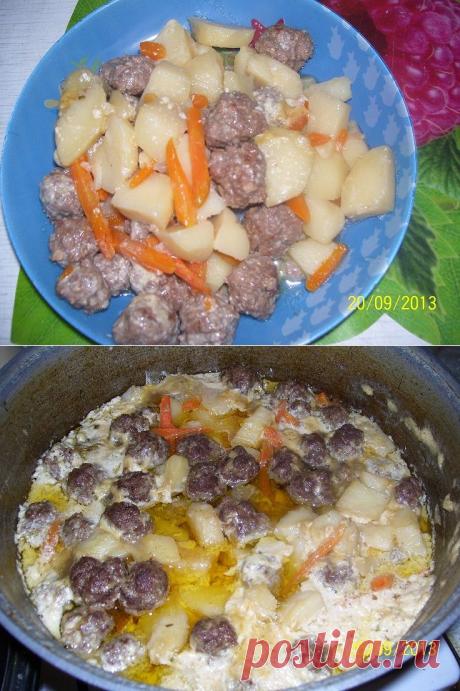 ЖАРКОЕ ДОМАШНЕЕ С ТЕФТЕЛЯМИ В СМЕТАНЕ | 4vkusa.ru