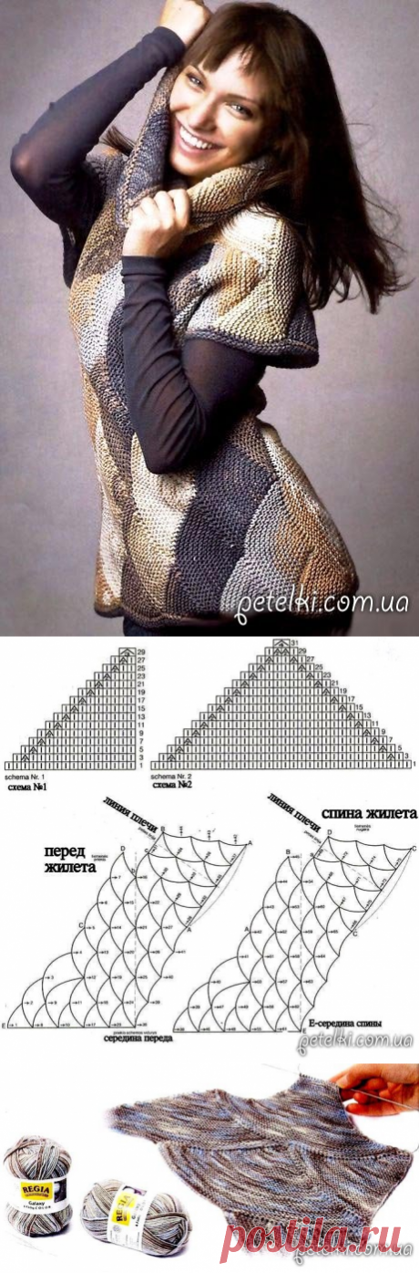 Вяжем спицами. Необычный жилет в стиле пэчворк. МК в картинках