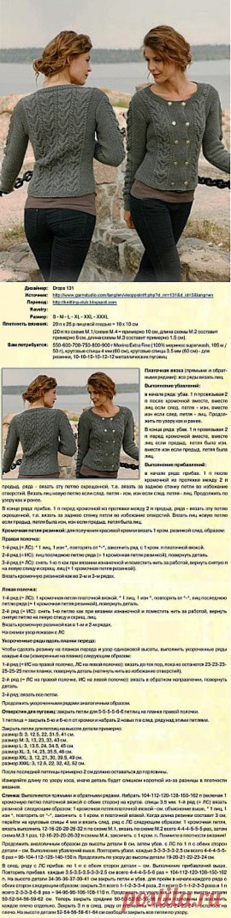 Жакет - схема вязания спицами | Схемы вязания